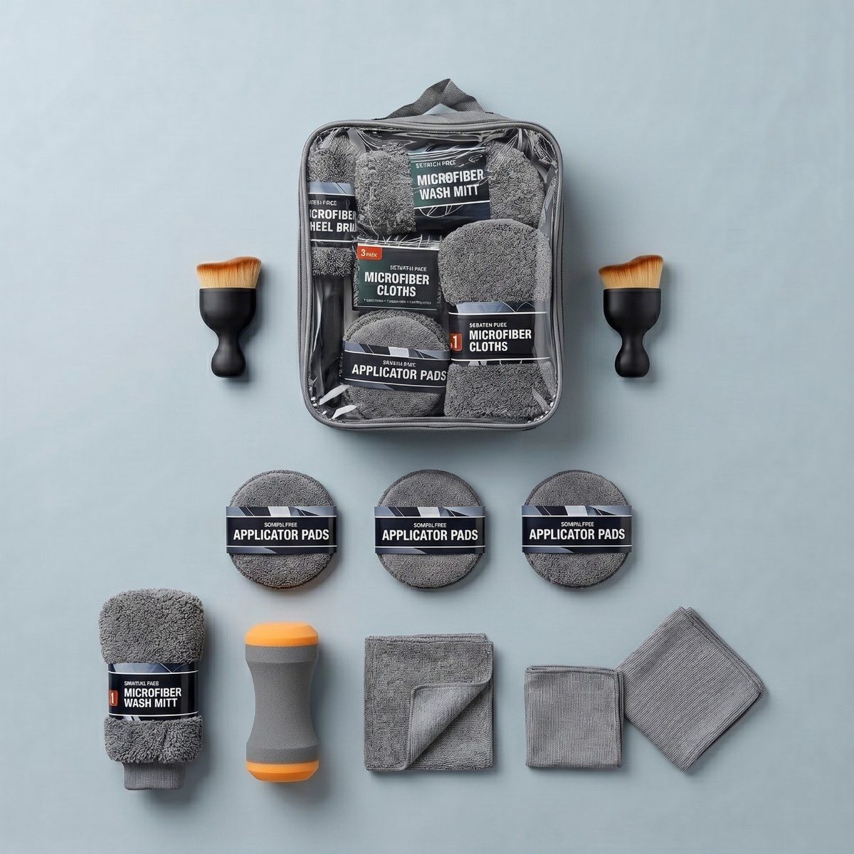 Car Cleaning Set — 11-Piece (Grey)